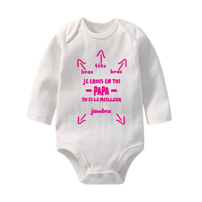 Papa Tu Es Le Meilleur Baby Bodysuit Funny Cotton Long Sleeve Infant Rompers Body Baby Boys Girls Clothes Father\'s Day Gifts