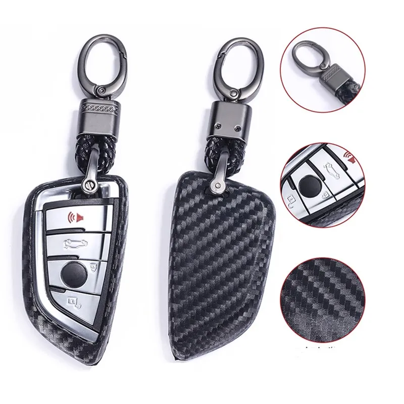 Carbon fiber Key Case for car For BMW X5 F15 X6 F16 G30 7 Serie G11 X1 F48 F39 Car Shell Car-StylingKey Protection keychain