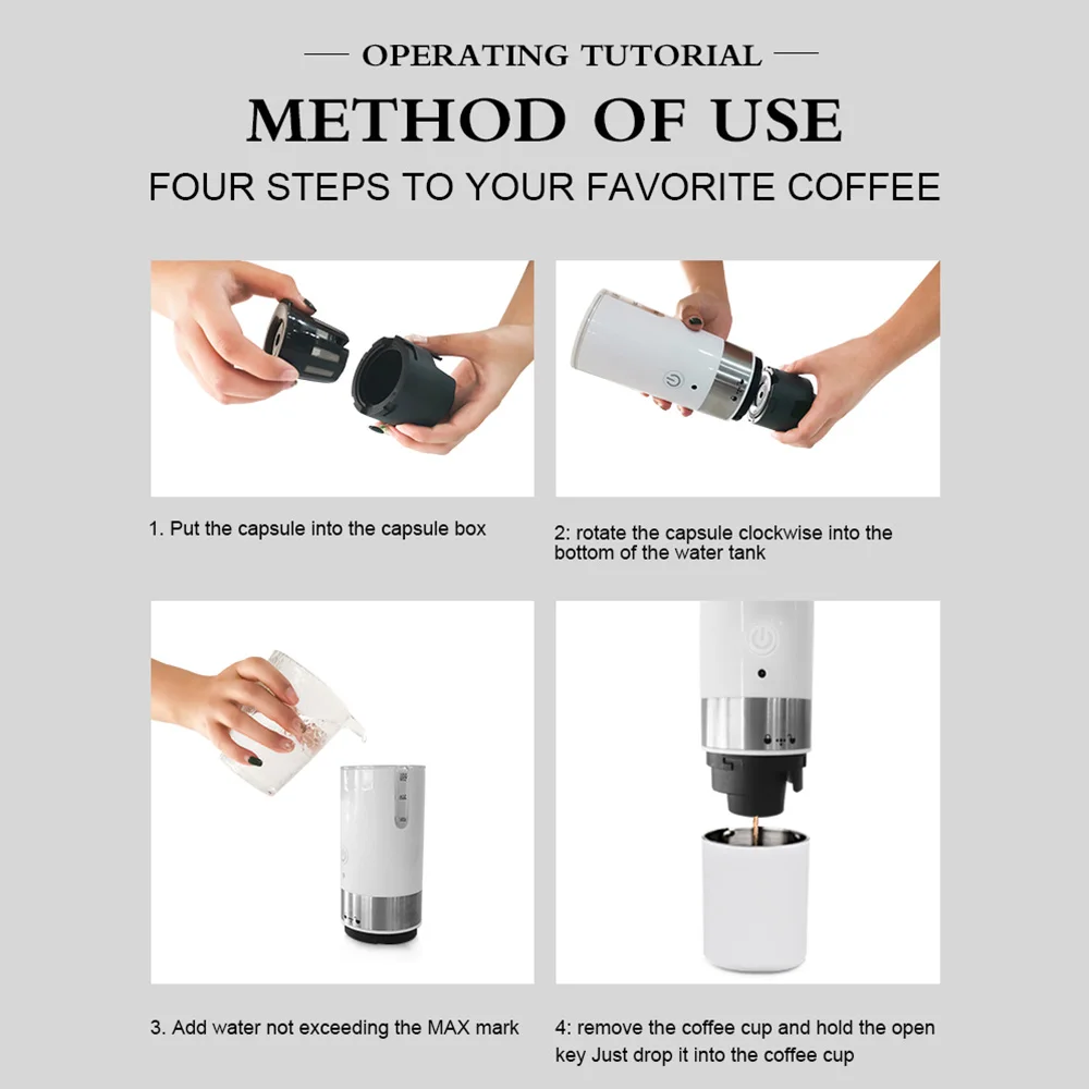 Portable Coffee Maker Compatible Capsule and Ground Coffee machine capsule Battery Portable Coffee espresso Machine for Outdoor