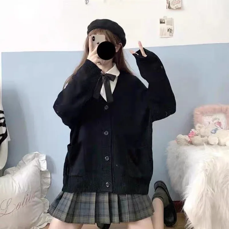 日本の韓国のファッションセーラー学校の女の子の制服カーディガンコスプレスーツセーターアニメ学生の衣装若者のための不純物