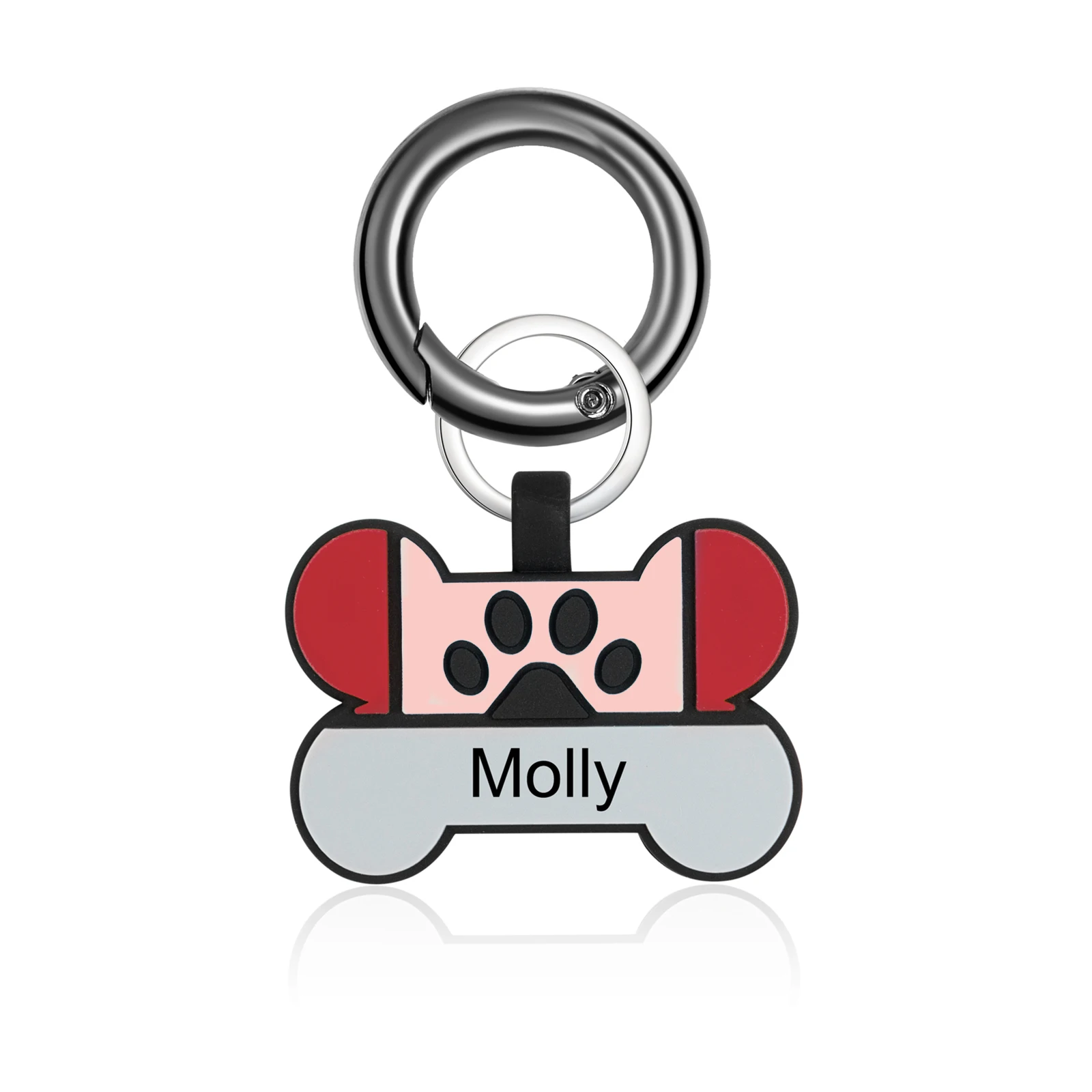 

Personalized Dog Pets Tags Silicone Double Side Engraving Name Bone Keyring Custom Anti-lost Pet Accessories