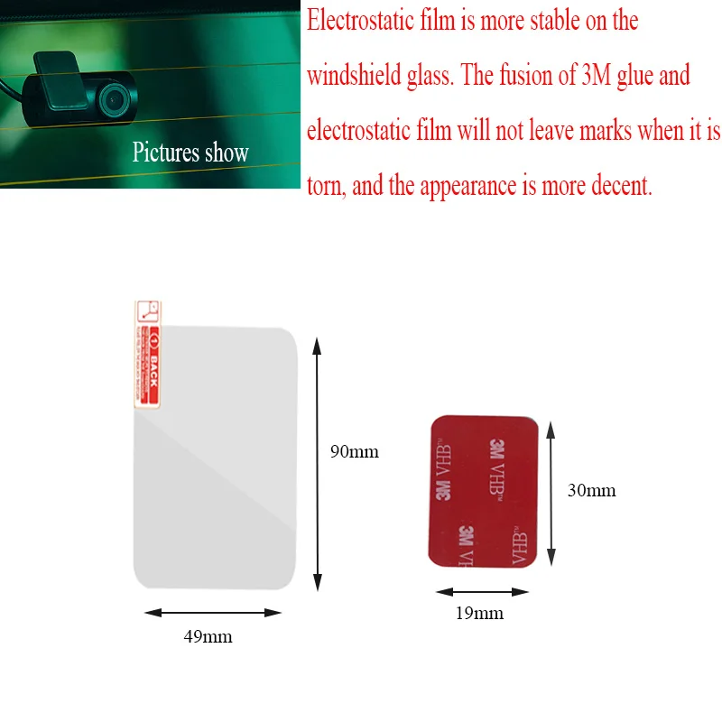 For 70mai A800 A800s 4K Dashcam Heat Resistant 3M sticker + transparent electrostatic film, XIAOMI 70MAI  Special accessories