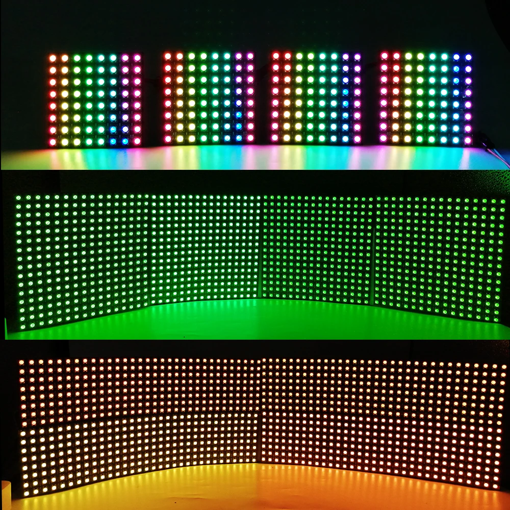 DC5V WS2812B 5050 RGB SMD Flexible 8x8 16x16 8x32 Luces Pixel Panel Matrix Screen WS2812 IC Led Module Individually Addressable