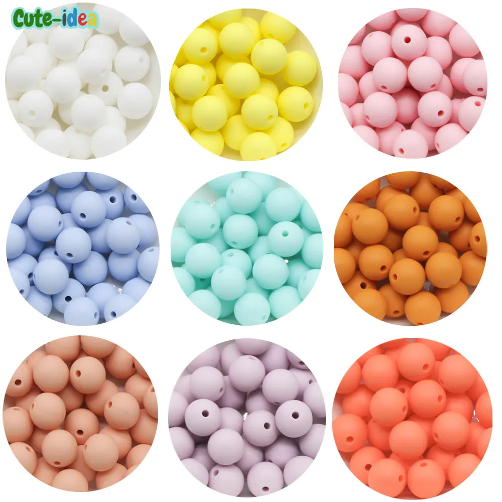 Cute-idea 10pcs 9mm Silicone Bead Baby Teething Chewy BPA Free Food Grade Pacifier Clip DIY Newborn Product Accessories Toys