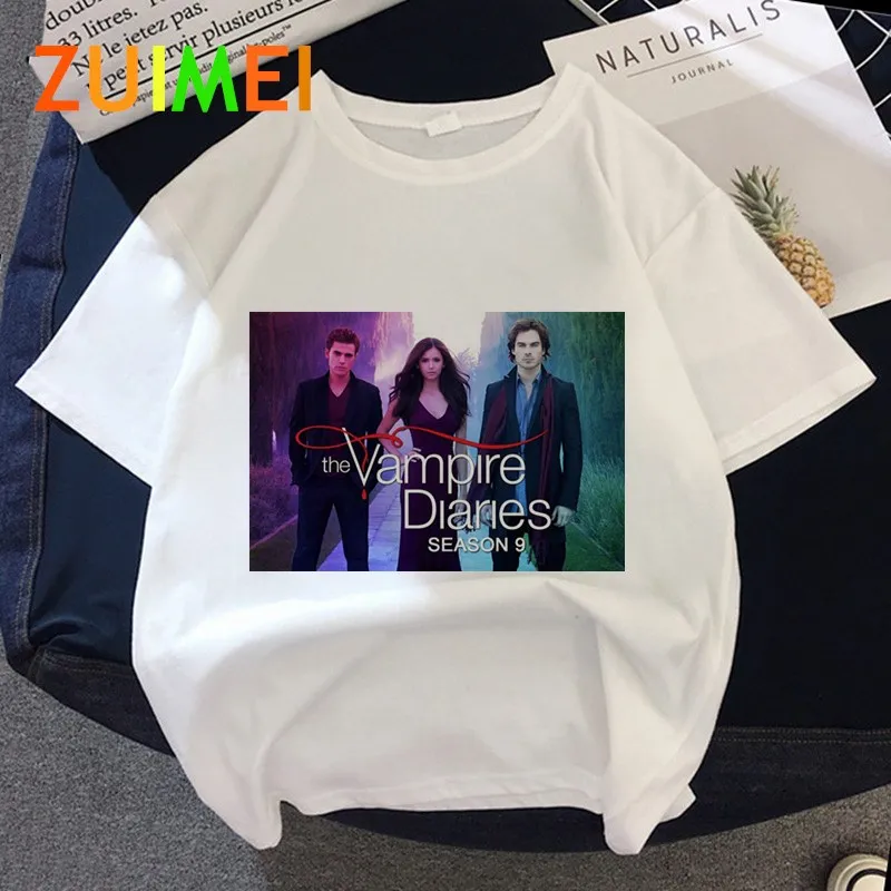 Women Damon Salvatore The Vampire Diaries  Harajuku Print T-shirt Tops 2020 Summer Fashion Short Sleeved T-shirt  Girl,Drop Ship