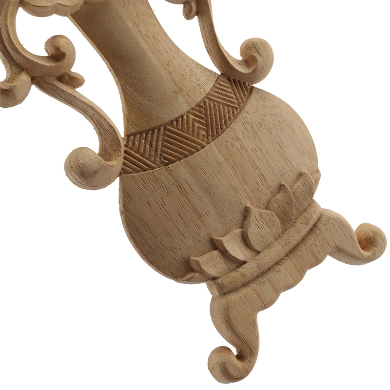Wood Carving Vase Carved Decal Corner Long Onlay Applique Unpainted Door Furniture Woodcarving Decorative Wood Figurines Craft