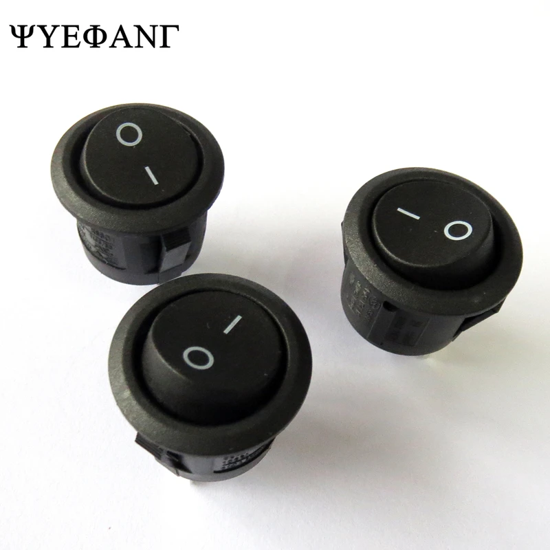 10Pcs 23mm Diameter Big Round Boat Rocker Switches Round Black White Red 2 Pin ON-OFF Rocker Switch 10A/125V 6A/250V