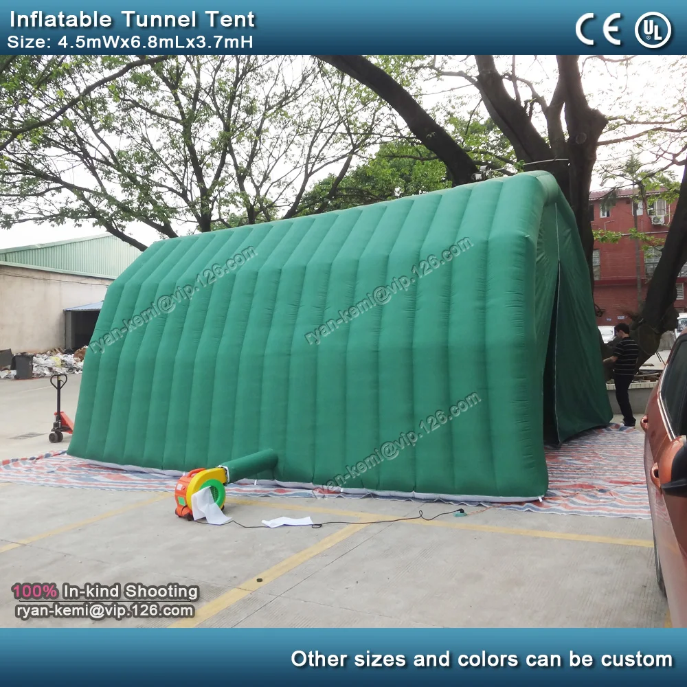 Tenda gonfiabile all'aperto della tenda del tunnel gonfiabile verde lunga 6.8m per il tunnel di sport di calcio del baldacchino del garage dell'automobile del tetto della tela di eventi