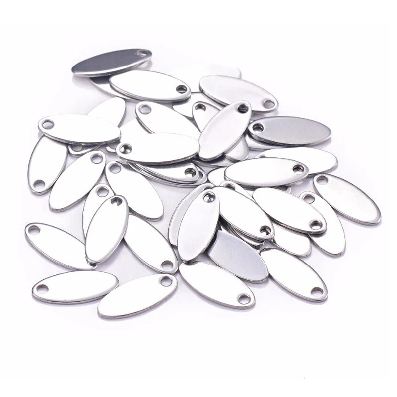 50 stücke Silber/Gold/Rose Gold-Ton Edelstahl Blank Oval Stanzen Tags ID Halskette Schmuck Tag für logos Nicht Schalten sie Farbe – Detail 4
