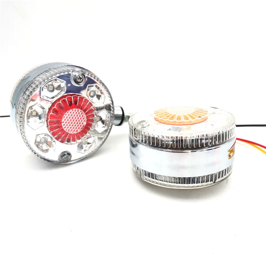 1 Pair 24 LED Double Sided Marker Light ABS shell 3 inches Round Turn Signal