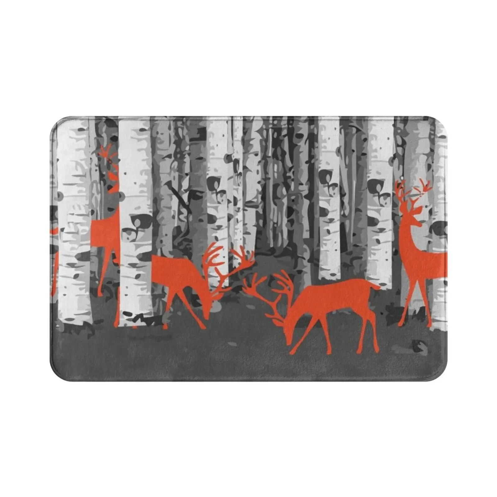 Red Deers In Birch Forest Carpet Carpet Abstract Mountain Blue Mountain Intothewild Foggy Forest