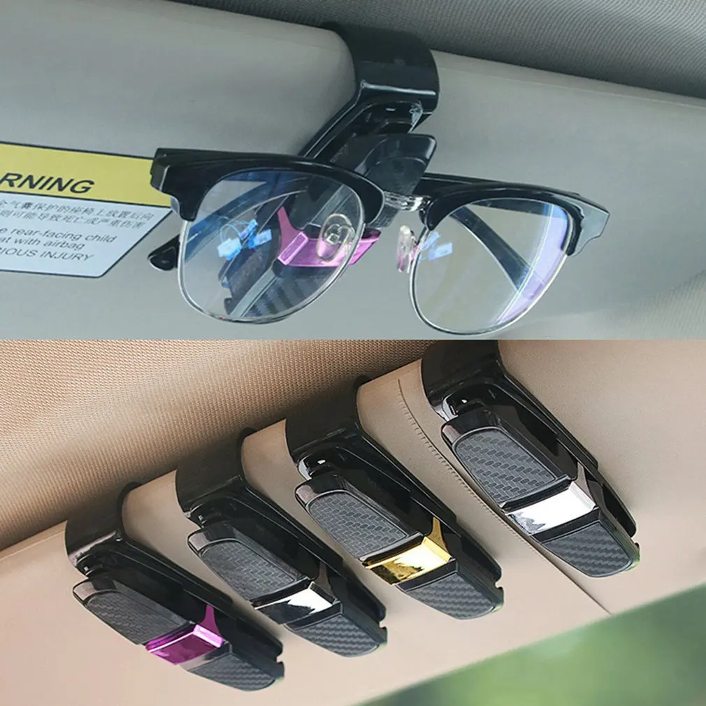 S-Type Carbon Brazing Car Glasses Clip Sunglasses Double Clip Sun Visor Sunglasses Bill Holder Multifunctional Car Supplies