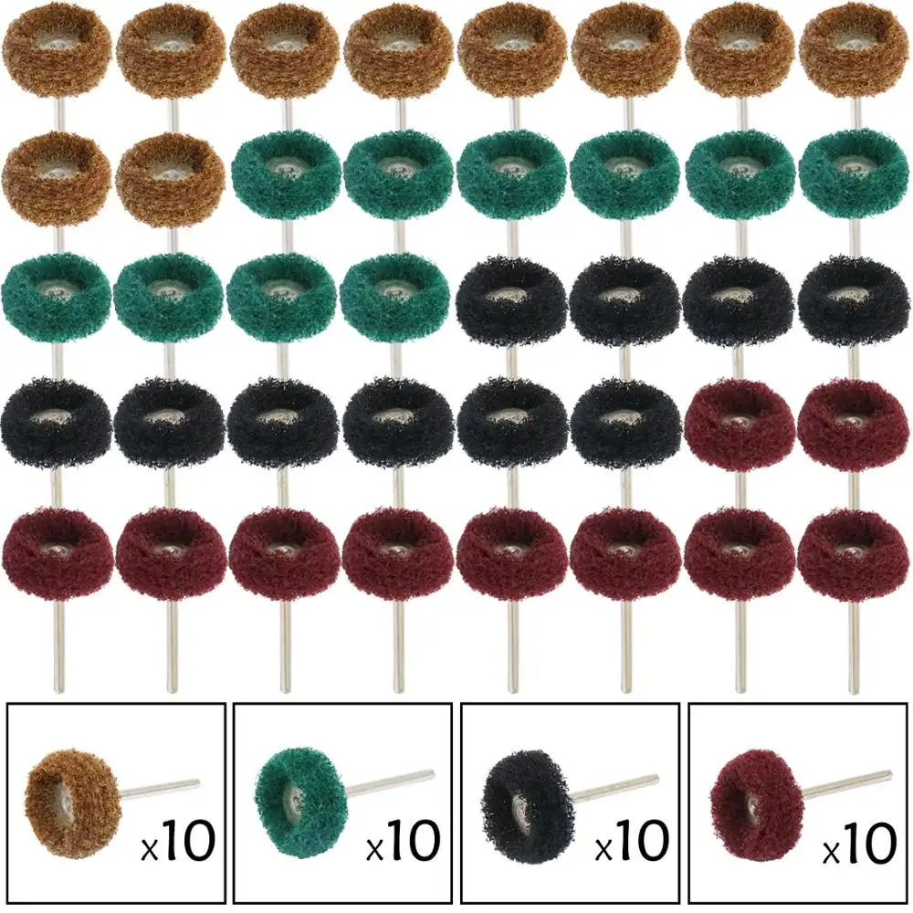 40Pcs 3mm Abrasive Wheel Buffing Polishing Wheel Set For Dremel Rotary Tool Grinding Accessories