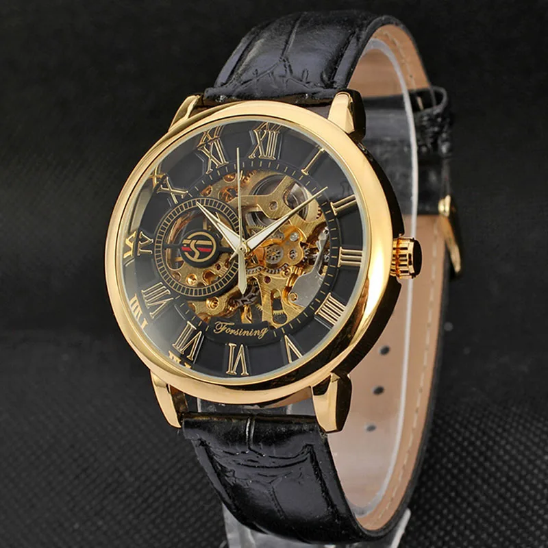 

Luxury Mens Steampunk Skeleton Stainless Steel Mechanical Wrist Watch