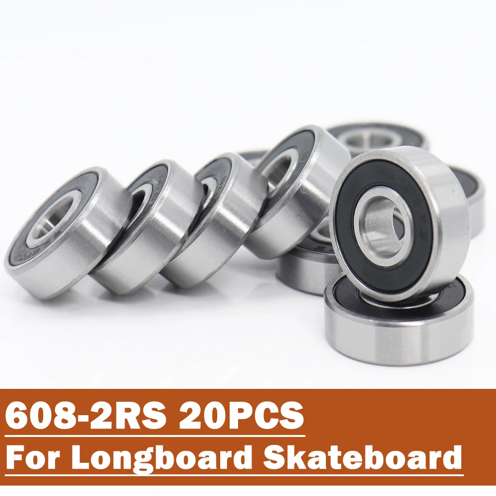 608RS Bearing 8*22*7 mm ( 20 PCS ) Miniature Skateboard 608-2RS Ball Bearings 608 RS 2RS