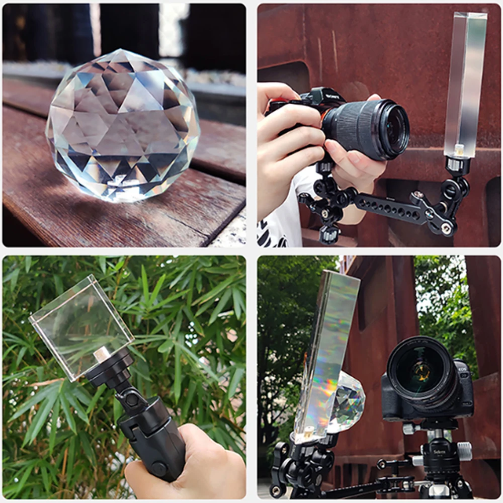 Crystal Prism DIY Photography Studio Accessories Crystal Prism Ball Prism Glass Filter DSLR Kaleidoscope Lens Filter Glass Block