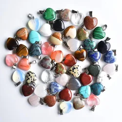 Wholesale 50pcs/lot fashion good quality natural stone mix heart charms pendants 16mm for jewelry accessories making free