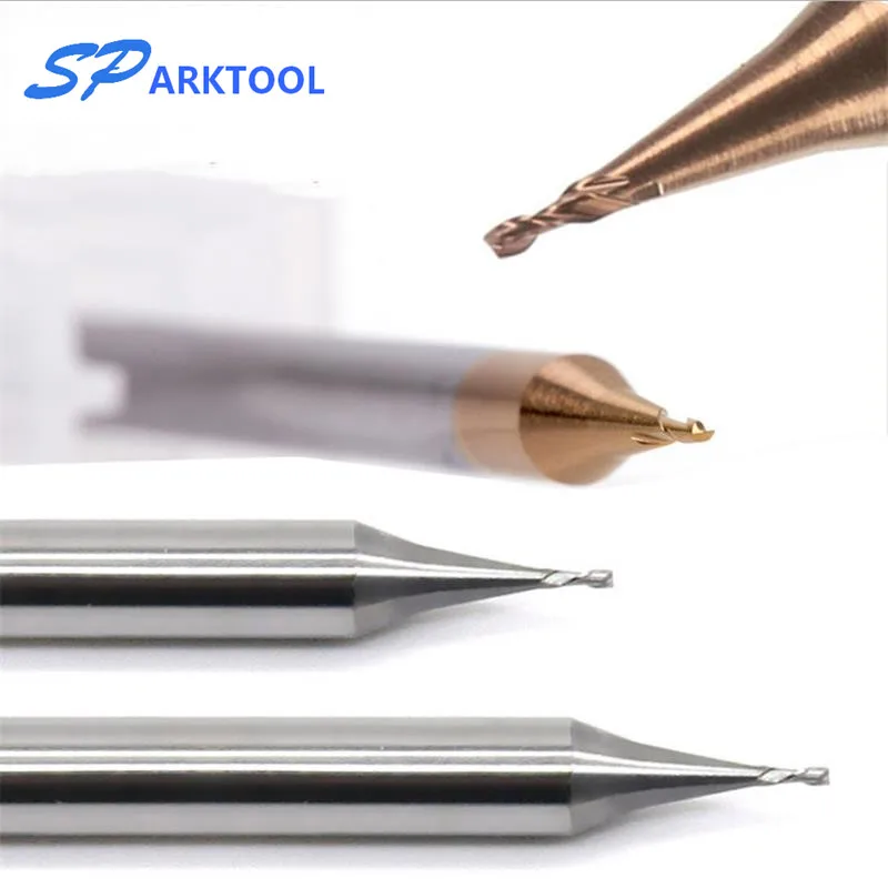 Micro 2ขลุ่ยปลายมิลลิ่งตัด0.2-0.9Mm 4Mm Shank ทังสเตนคาร์ไบด์ CNC Router Bit TiCN เคลือบ Mini Milling Cutter