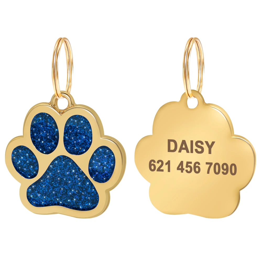 Bling Hund ID Tag Personalisierte Wunderschöne Hund Tags für Small Medium Hund Footprint Nach Pet Name Tag Platte Kragen Zubehör