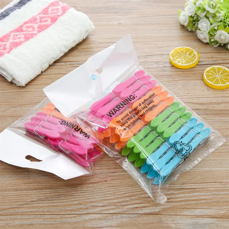 24 Pack Plastic Cloth Clips Windproof Clothes Pin with Spring Household Clothespins Drying Rack Holder Drying Clothes Pin Set