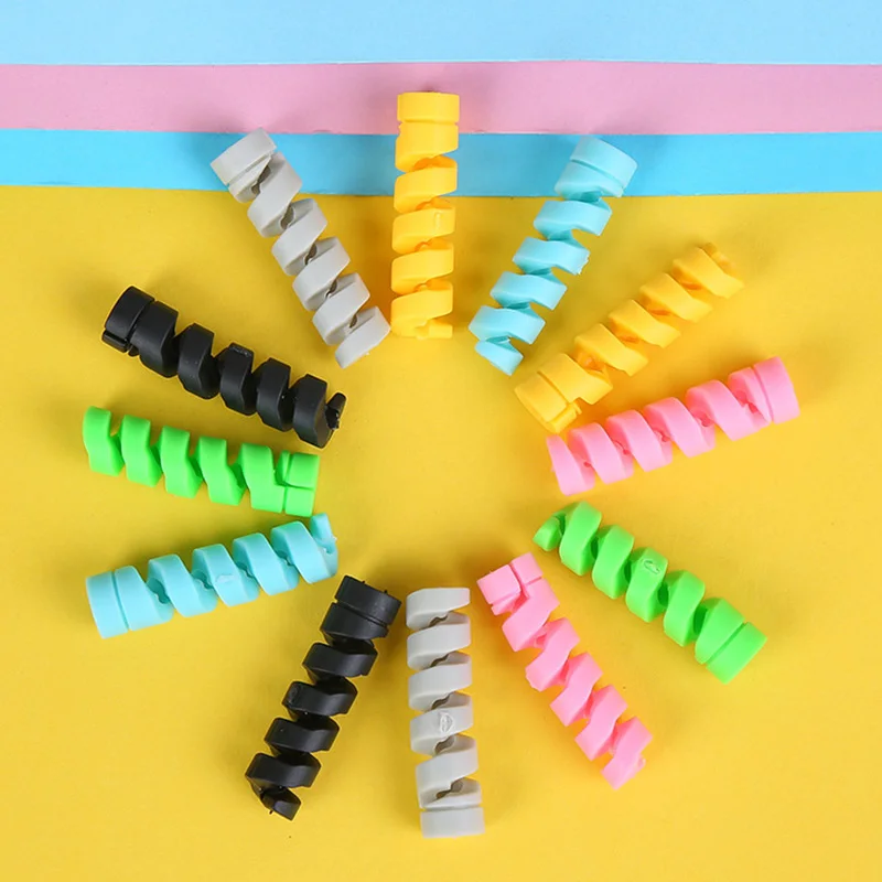 6pcs/lot Cable Protector Silicone Bobbin Winder Wire Cord Organizer Cover for Apple iphone USB Charger Cable Cord
