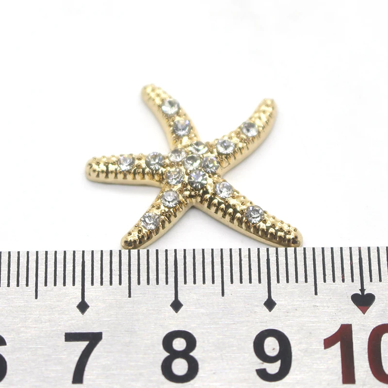 Flash di vendita del diamante 10pcs 25 MILLIMETRI tasto del rhinestone della lega dei monili delle stelle marine ricambi accessori festival di