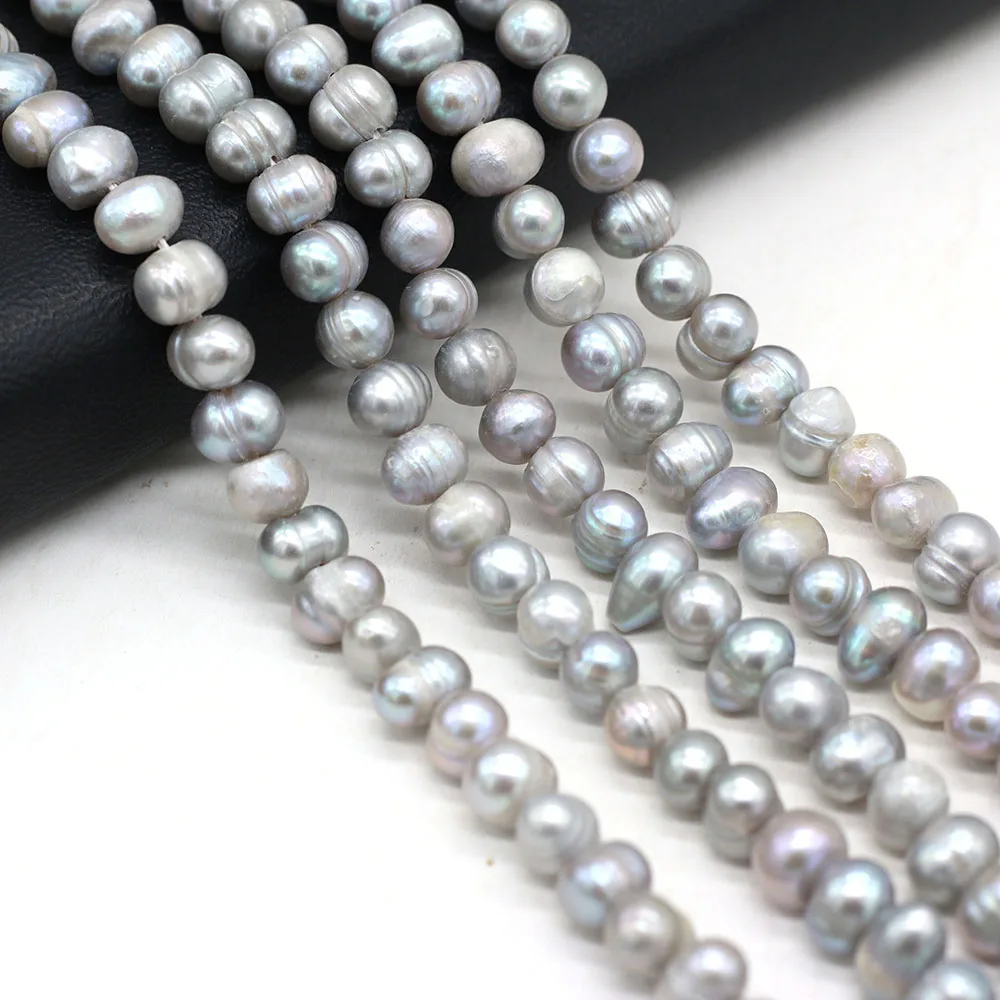 

Natural Fresh Water Punch Pearl Gray Beads 6-7mm 36cm DIY for Jewelry Making Necklaces Accessories Bracelet Earrings