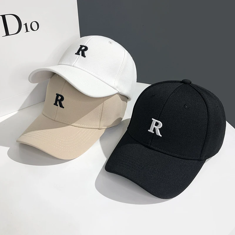 2021 New Ladies Cap R Letter Embroidery Summer Breathable Baseball Caps Korean Outdoor Sports Fashion All-match Men's Sun Hat