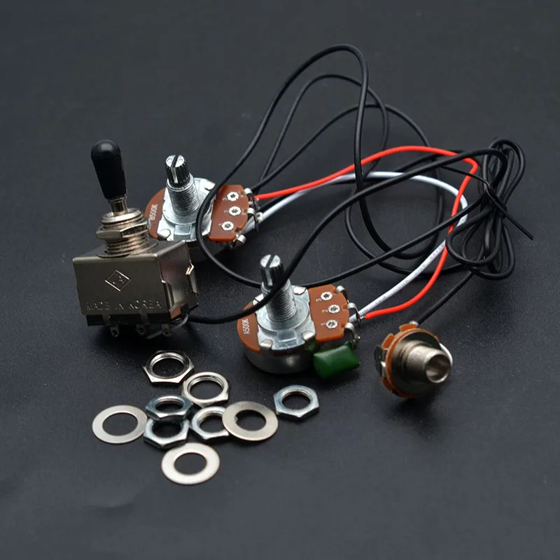 Electric Guitar Wiring Harness Prewired Two Pickup 500K Big Pots 3 Way Toggle Switch for LP Electric Guitarra