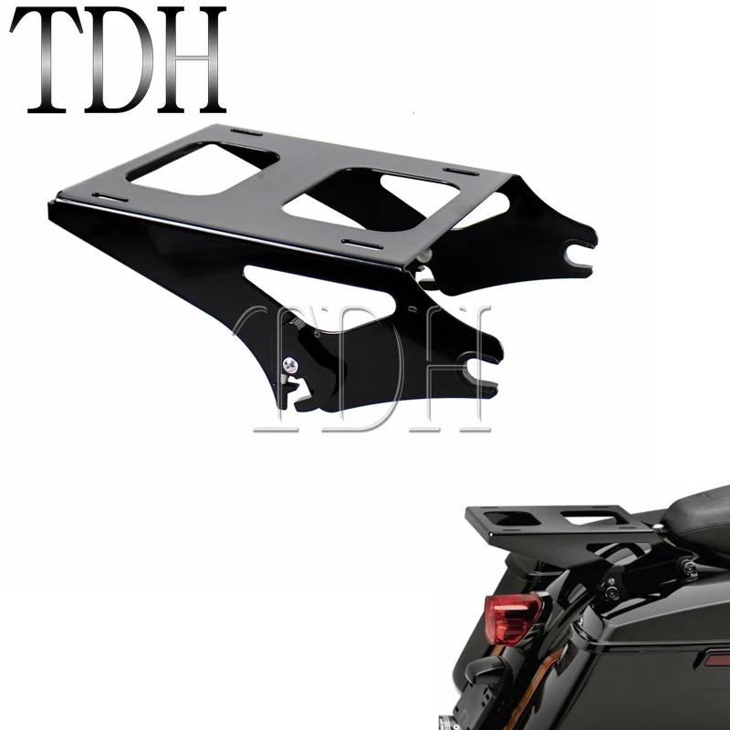 Black Motorcycle Detachable Two Up Tour Pak Pack Mounting Luggage Rack For Harley Road King FLHR Street Glide FLHX 2014-2022