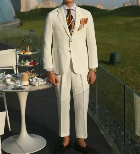 Mans Anzüge Für Hochzeit Bräutigam Smoking Beste Mann Tragen Anzüge Abendessen Anzüge Prom Kleider Zwei Leinen Stück Anzug (jacke + Hosen)