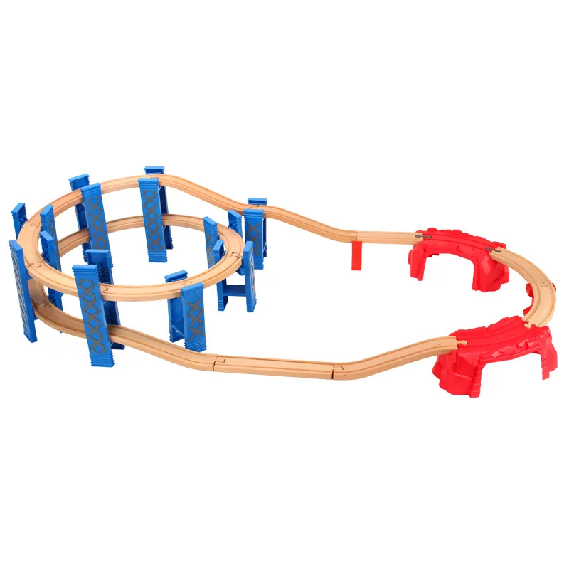 Electric magnetic small train track toy pier accessories circling track scene suit with rising arc track bracket