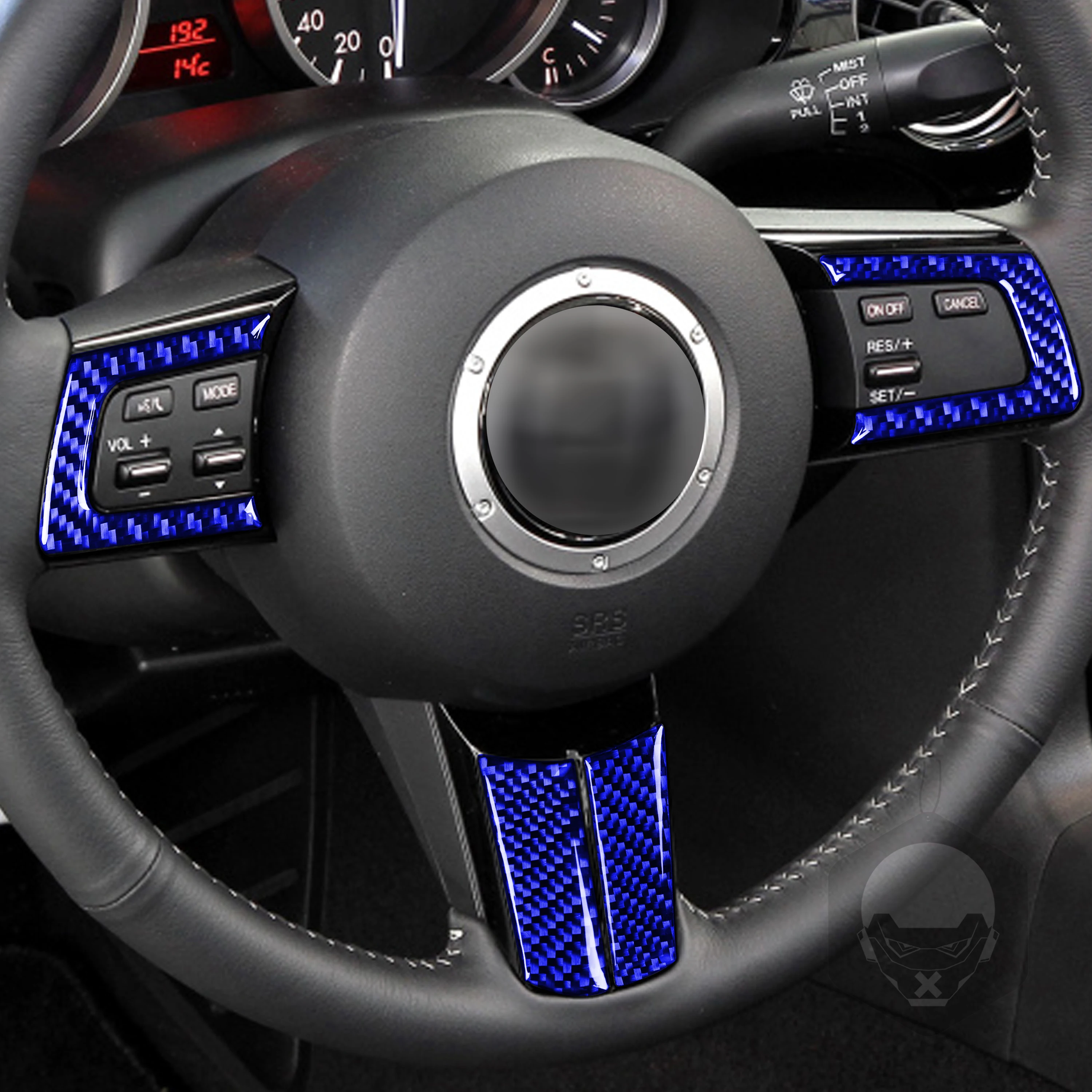 Dark Blue Carbon Fiber Stickers For 2009-2015 Mazda MX5 NC Miata Roadster Center Console Multimedia Buttons Interior Accessories