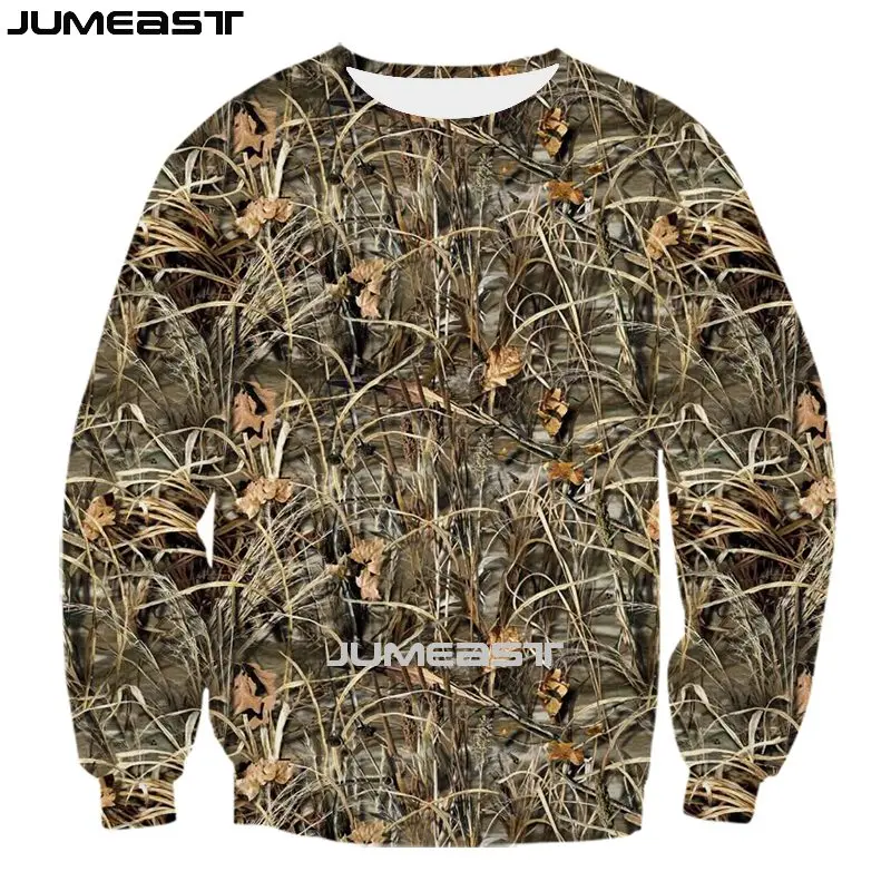 Jumeast Men Women 3D Sweatshirt Reed Camouflage Hunting Oversized Harajuku Long Sleeve T Shirt Spring Autumn Pullover Tops Tees