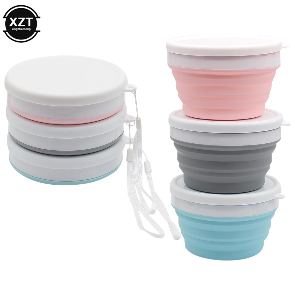 Silicone Foldable Bowl Portable Tableware Bowls Food Container Salad Dish Camping Travel Outdoor Food Bowl With Lid For Kitchen