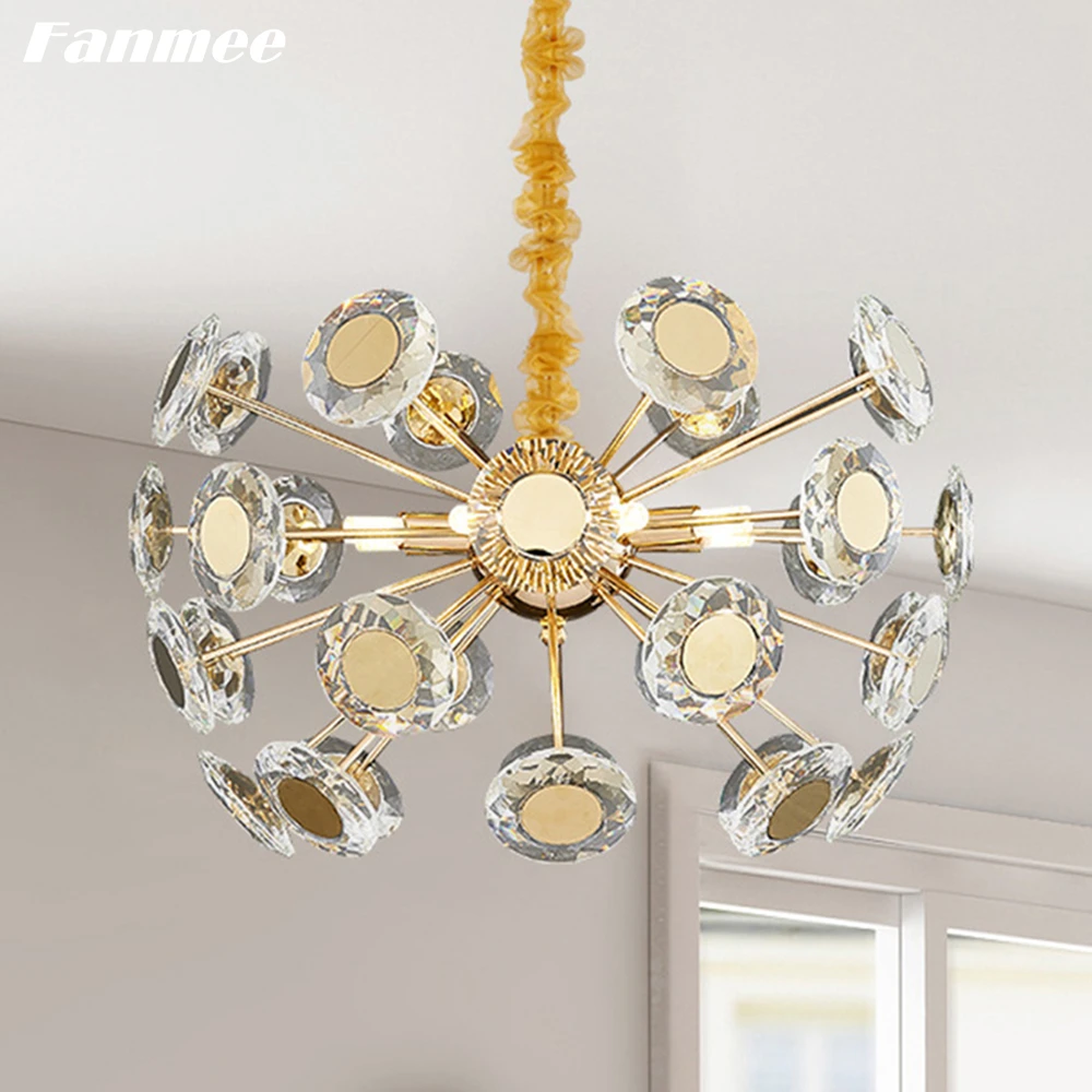 

Modern Sputnik Crystal Chandelier Lighting LED Luxury Gold Firework Pendant Chandelier Lustre Clear Crystal Lamp for Bedroom