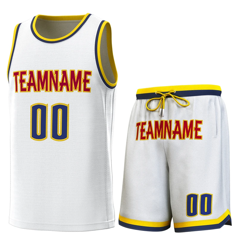 Conjunto de camisa de basquete de luxo personalizado costurado nome da equipe número bordado colete de basquete e shorts terno treinamento de jogo