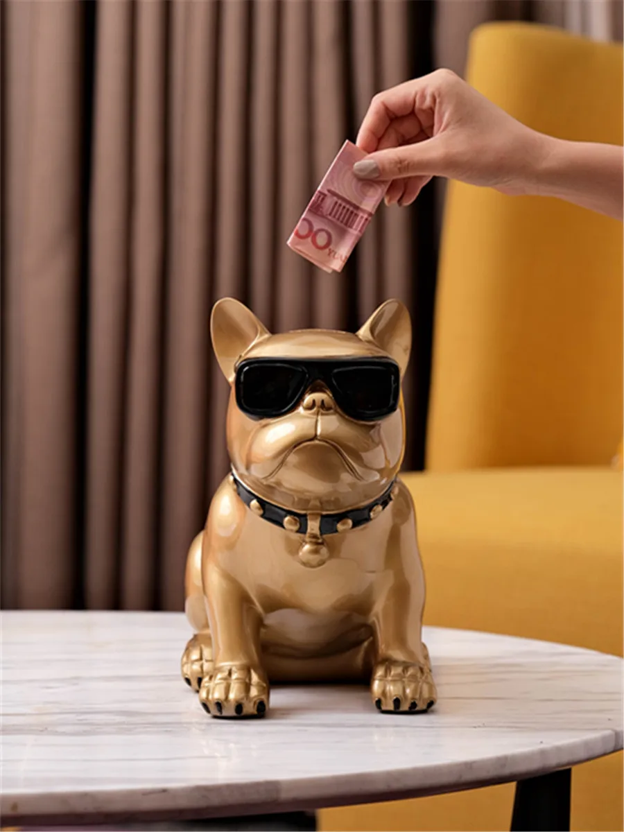 French Bulldog Piggy bank Dog Figurine Money Box For Child Gift Home Decorations Coin Storage Box Holder Coin Bank Toy For Kids