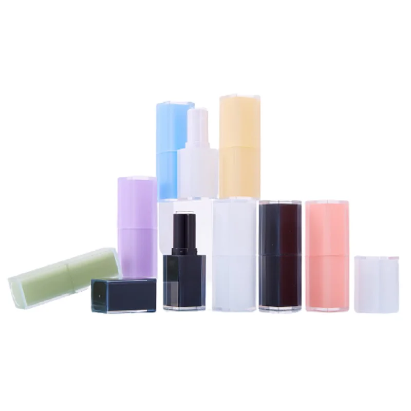 

12.1mm Square Clear White Lipstick Container New Empty Plastic Black Lip Balm Tube Cosmetic Packaging Refillable Bottle 20/50pcs