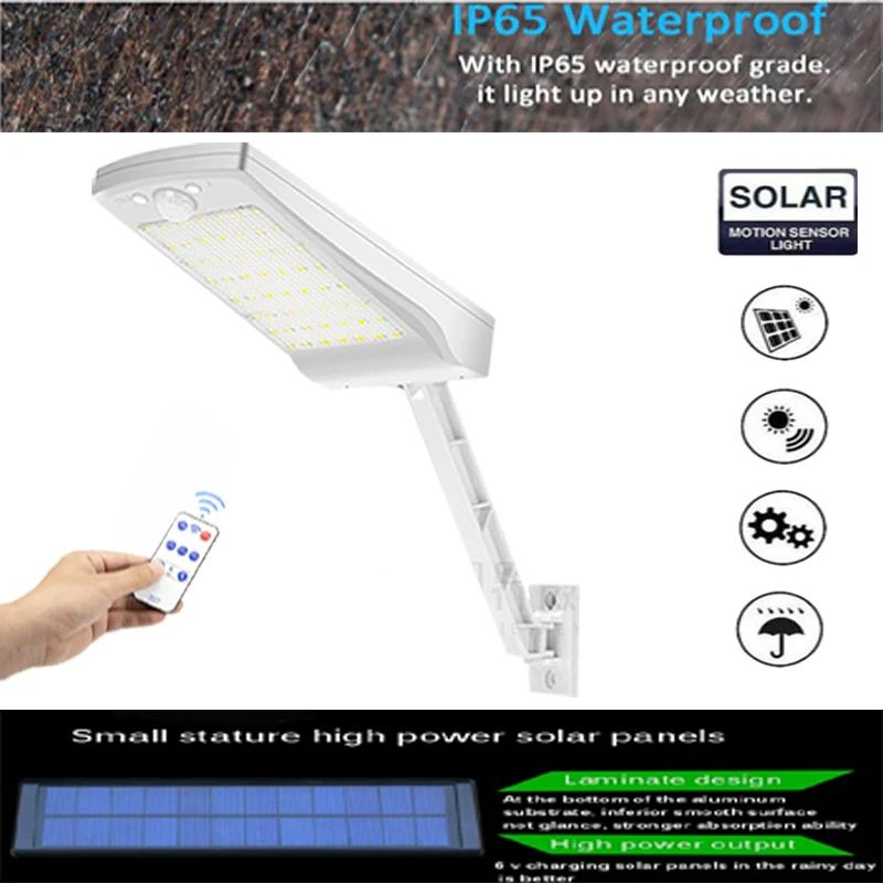 

Newest 56 LED Solar Light Outdoor Waterproof Auto With Remote Control PIR Motion Sensor Garden Wall Lamp