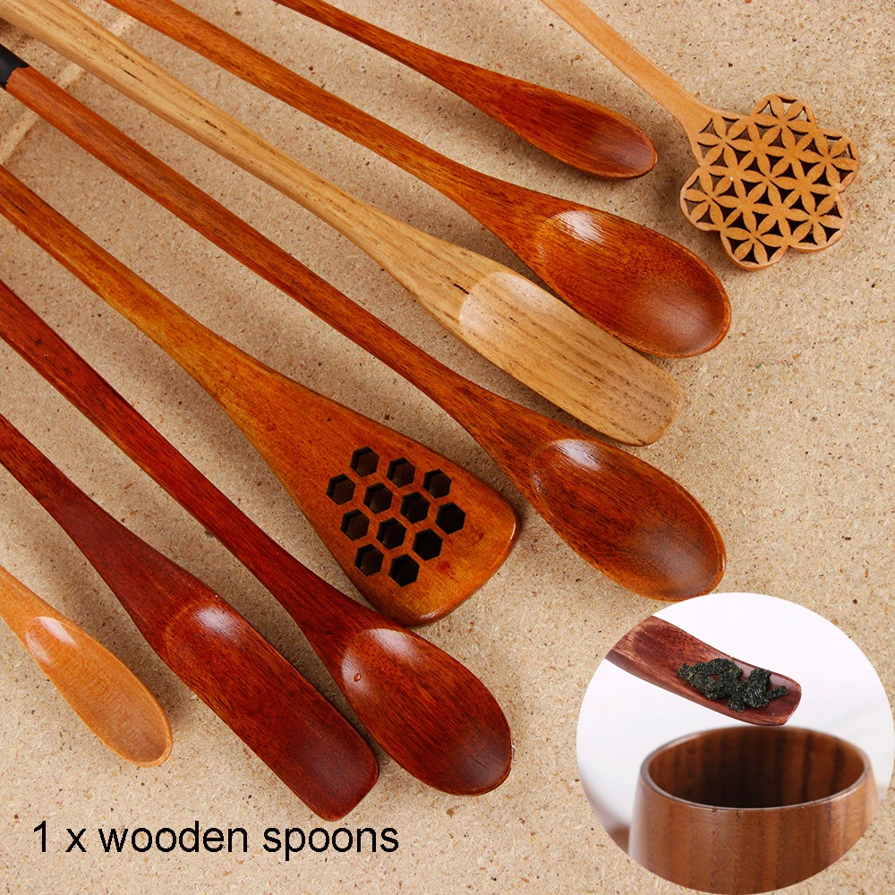 1 pz nuovo caffè manico lungo cucchiaio di legno zuppa da pranzo articoli per la casa stoviglie agitazione miele tè palette Nanmu vernice colore