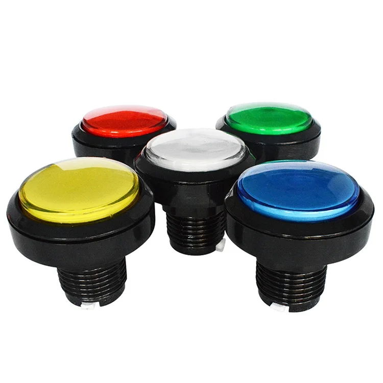 1Pc Dome Pushbutton 45mm Illuminated Arcade Push Buttons Led 12V Power Button Switch Push Button with Microswitch 5 Colors