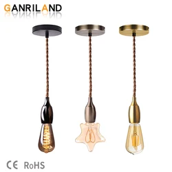 GANRILAND Vintage Rope Hanging Pendant Light Modern Industrial E26 E27 Lamp Holder Retro Ceiling 1M 2M Cord Loft Home Decorative