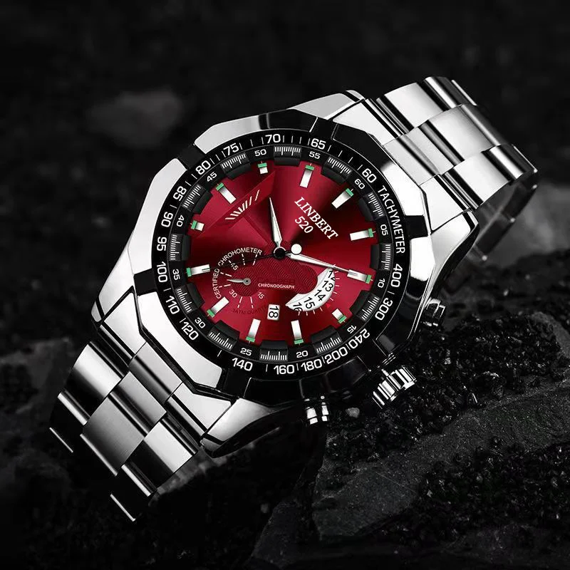 LINBERT 2021 Luxury Men\'s Watch Classic Luminous Stainless Steel Band Clock Chronograph Waterproof Relogio Masculino