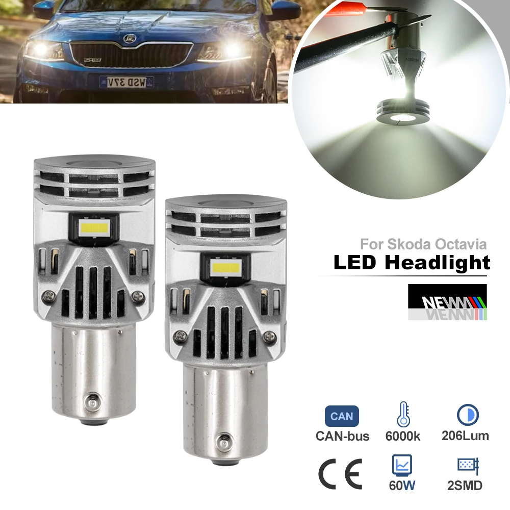 

BA15S 1156 P21W LED Daytime Running Light Bulbs for Škoda Octavia 1Z3 Octavia Combi 1Z5 04-13 Canbus Decoding DRLs Car Headlamp