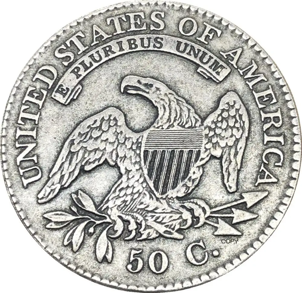 1822 United States 50 Cents ½ Dollar Liberty Eagle Capped Bust Half Dollar Cupronickel Plated Silver White Copy Coin