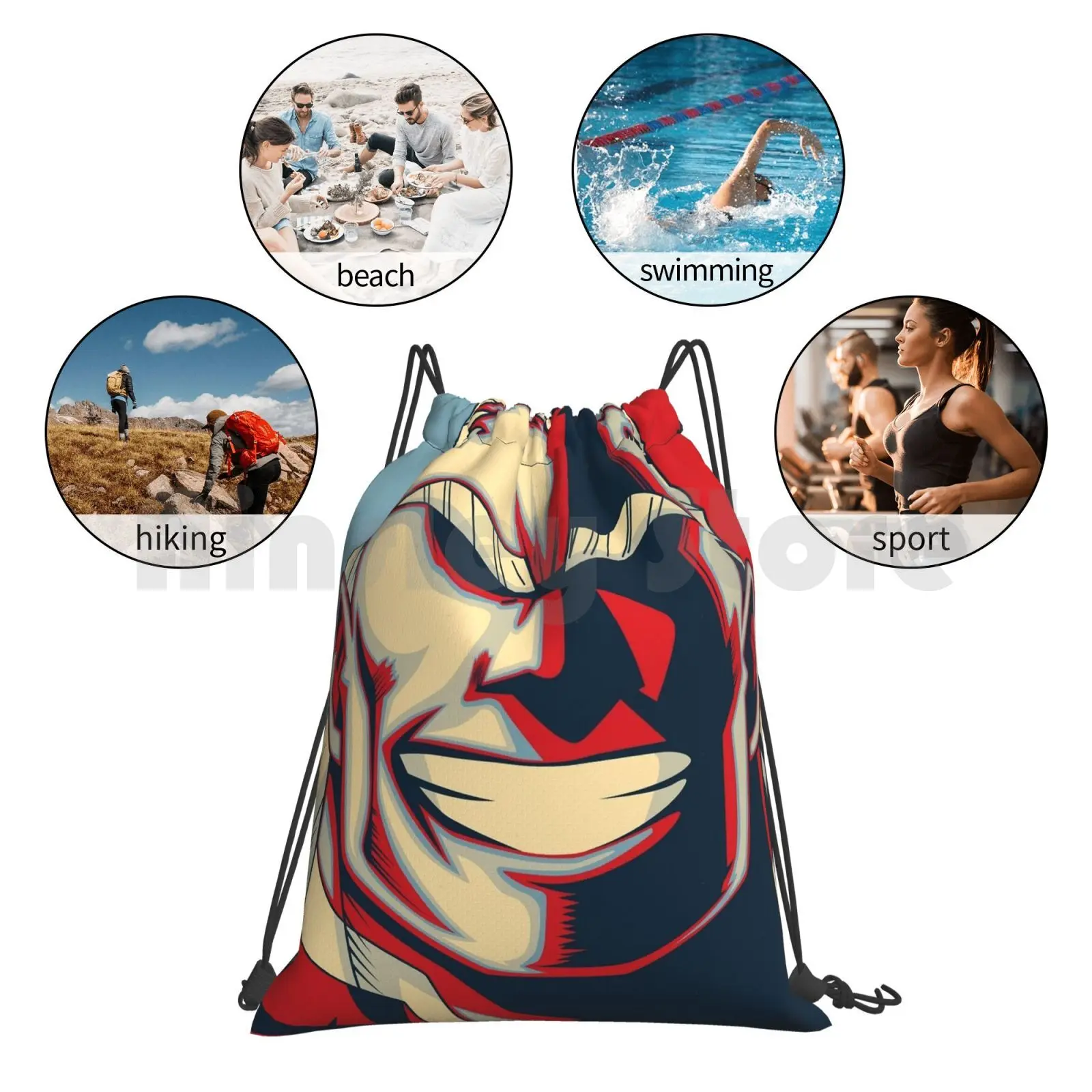 All Might-Sac à dos rétro étanche Anime, Proximité Wstring Bags, Gym Bag, All Might Cool, ForeMemeswarmer