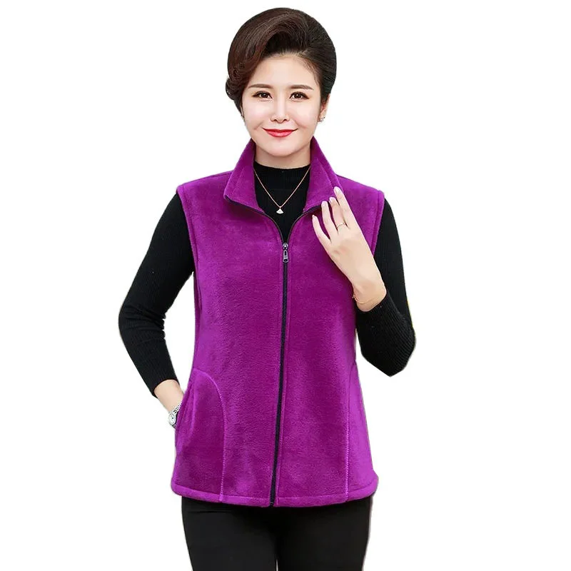 

2024 New Fleece Women Vests Autumn Korean Sleeveless Jackets Ladies Fashion Zipper Casual Warm Waistcoat Female Tops