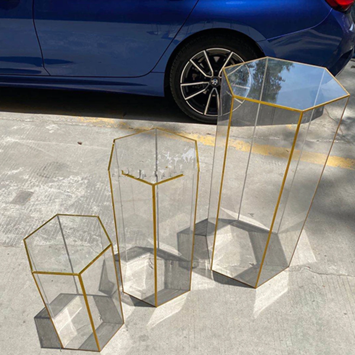 

Decoration acrylic top Clear Display Wedding metal Plinth Cylinder Plinth