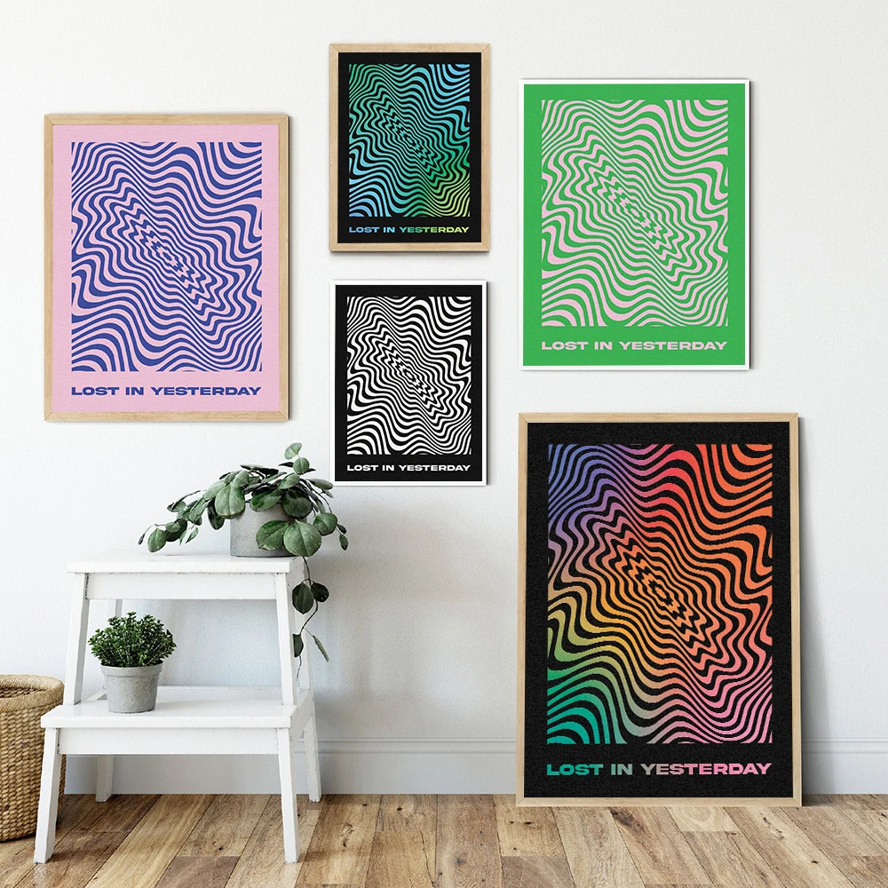 Tame Impala Inspired Print Poster Lost In Yesterday Lyrics Abstract Colourful Canvas Picture Rock Roll Music Rainbow Wall Decor